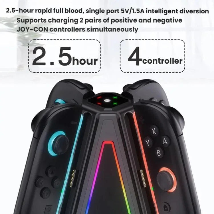 Für Nintendo Switch 2 Joy-Con Controller 4-in-1 dreieckige Ladestation mit RGB-Beleuchtung, S219