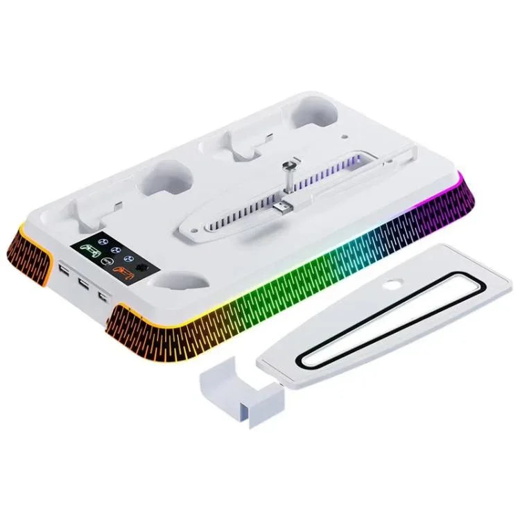 Für PS5 Pro / PS5 Slim / PS5 Multifunktionale Kühlbasis mit Dual-Controller-Ladestation, YH66S Klavierstil mit buntem Licht Weiß, YH66S Klavierstil mit buntem Licht Schwarz, YH66 Weiß, YH66 Schwarz-Weiß, YH66 Schwarz