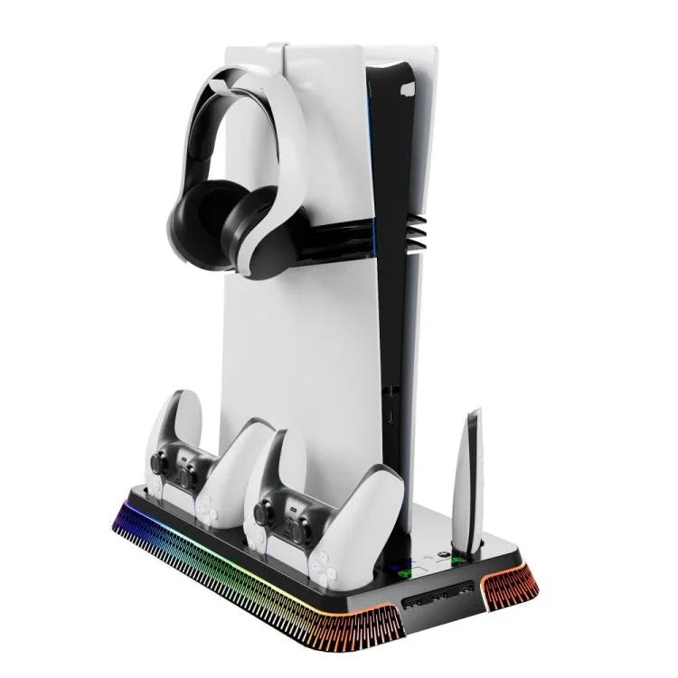 Für PS5 Pro / PS5 Slim / PS5 Multifunktionale Kühlbasis mit Dual-Controller-Ladestation, YH66S Klavierstil mit buntem Licht Weiß, YH66S Klavierstil mit buntem Licht Schwarz, YH66 Weiß, YH66 Schwarz-Weiß, YH66 Schwarz