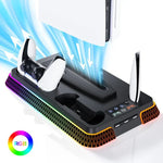 Für PS5 Pro / PS5 Slim / PS5 Multifunktionale Kühlbasis mit Dual-Controller-Ladestation, YH66S Klavierstil mit buntem Licht Weiß, YH66S Klavierstil mit buntem Licht Schwarz, YH66 Weiß, YH66 Schwarz-Weiß, YH66 Schwarz