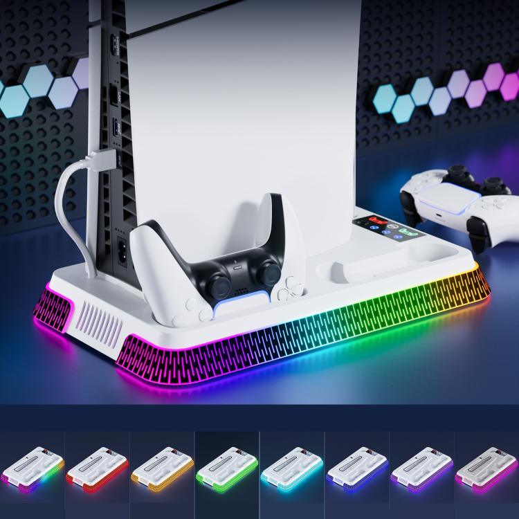 Für PS5 Pro / PS5 Slim / PS5 Multifunktionale Kühlbasis mit Dual-Controller-Ladestation, YH66S Klavierstil mit buntem Licht Weiß, YH66S Klavierstil mit buntem Licht Schwarz, YH66 Weiß, YH66 Schwarz-Weiß, YH66 Schwarz