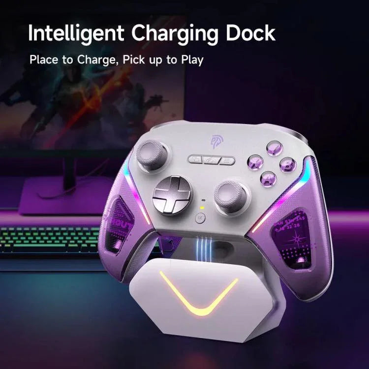 EasySMX D10 Kabelloser Gaming-Controller mit Dual-Mode-Triggern & TMR-Hall-Effekt-Joysticks und Ladestation für PC/Switch/Telefon/Steam