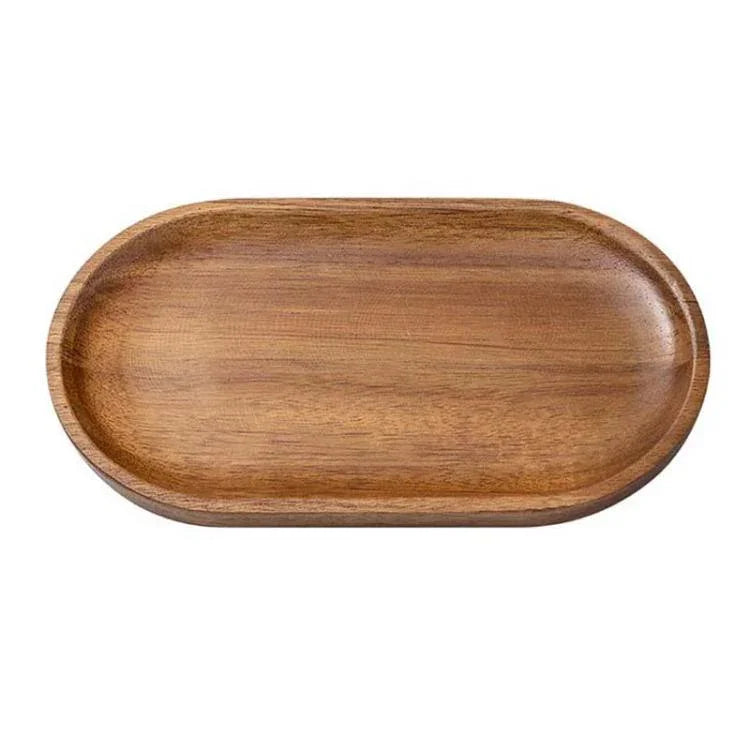 Cassia Holz-Teetablett, Obst- und Dessertteller, Ellipse klein, Ellipse mittel, Ellipse groß, Quadrat klein, Quadrat groß