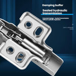 Möbelscharniere mit hydraulischer Dämpfung, 165-Grad-Scharnier, vollaufliegend, 165-Grad-Scharnier, teileinliegend, 165-Grad-Scharnier, innenliegend