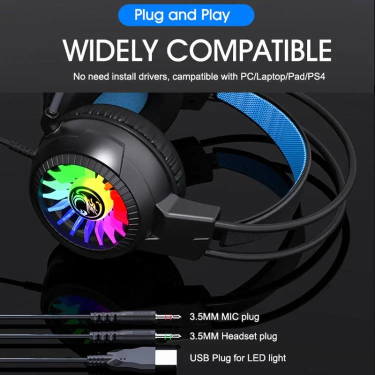 Leuchtende Kopfhörer Computer Esports Kabelgebundenes Gaming-Headset mit Mikrofon, iMICE HD-490 Buntes Licht 3.5mm, iMICE HD-490 RGB-Licht 7.1mm