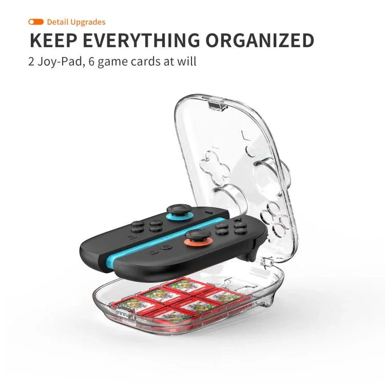 Für Nintendo Switch 2 Joy-Con Controller Kristallklare Hartschale mit 6 Spielkarten-Aufbewahrungsschlitzen