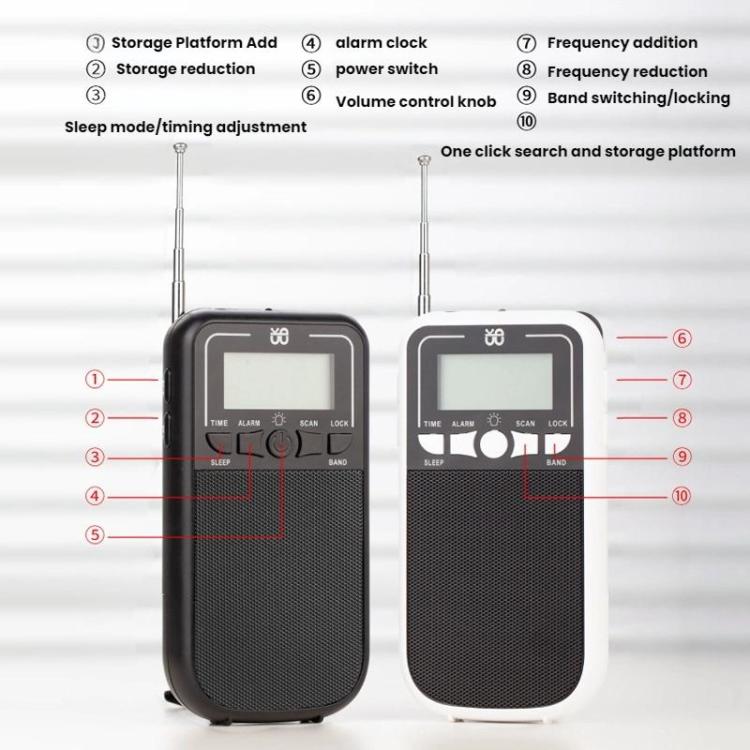 Tragbarer FM/AM/SW Mehrband Hochsensitiver Uhren-gesteuerter Radioempfänger, Für EU, Für US