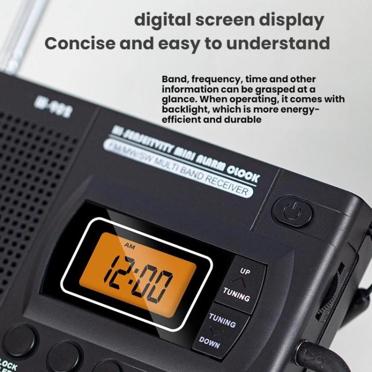 FM/AM/SW Vollband Tragbarer Uhren LCD Uhren-gesteuerter Radioempfänger, Für EU, Für US