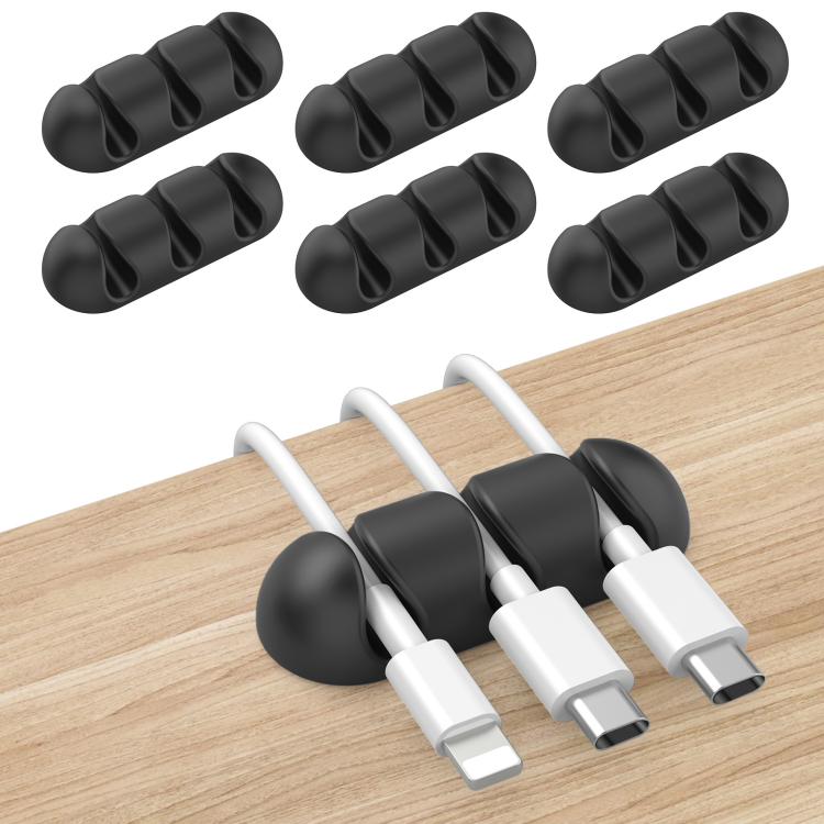 AhaStyle WE31 6 Stück Desktop Kabel Silikon Aufbewahrungs Dock Organizer Universeller 3-Loch Kabelclip