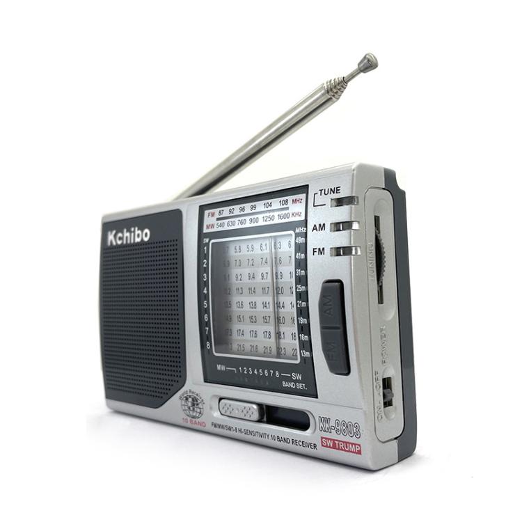 Kchibo 10-Band AM/FM/SW Tragbares Radio mit High-Fidelity Lautsprecher Kompakter Mini Mehrband-Empfänger, KK-9803