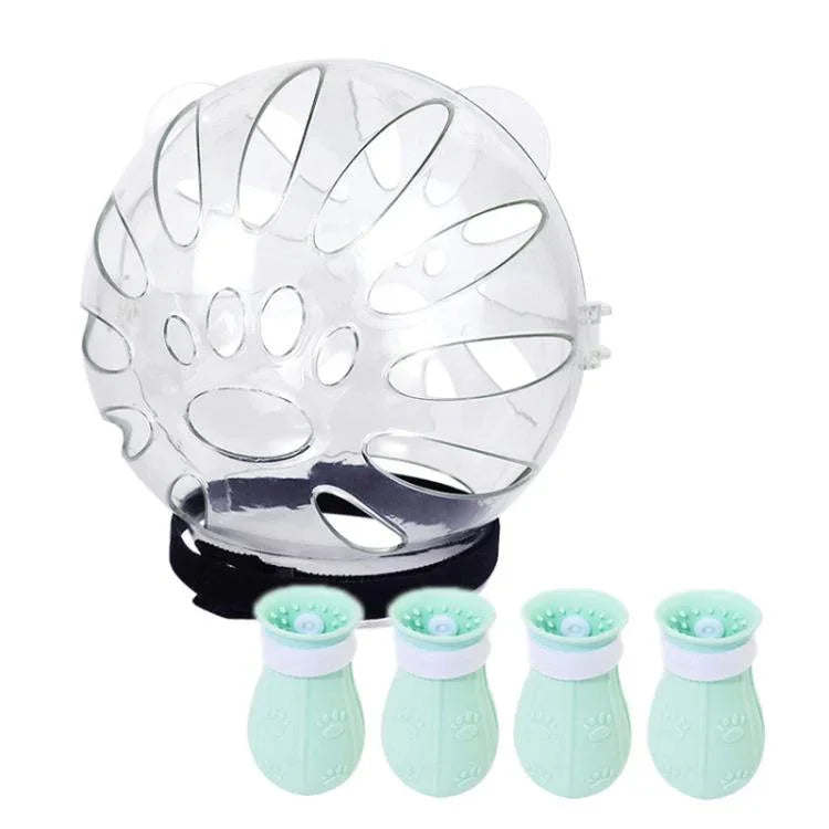 Katzen-Schutzhaube mit Beißschutz für Maul und Füße (2. Generation), Klein Hellgrün, Klein Rosa, Klein Hellblau, Groß Hellgrün, Groß Rosa, Groß Hellblau