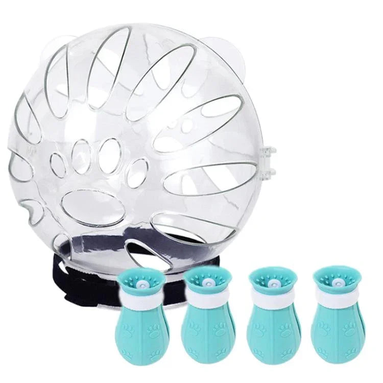 Katzen-Schutzhaube mit Beißschutz für Maul und Füße (2. Generation), Klein Hellgrün, Klein Rosa, Klein Hellblau, Groß Hellgrün, Groß Rosa, Groß Hellblau