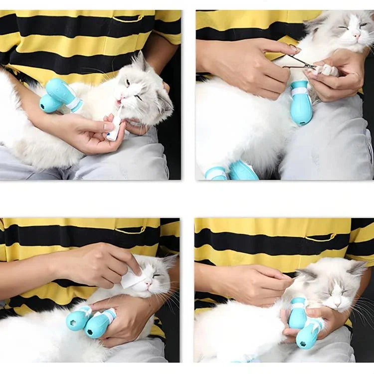 Katzen-Schutzhaube mit Beißschutz für Maul und Füße (2. Generation), Klein Hellgrün, Klein Rosa, Klein Hellblau, Groß Hellgrün, Groß Rosa, Groß Hellblau
