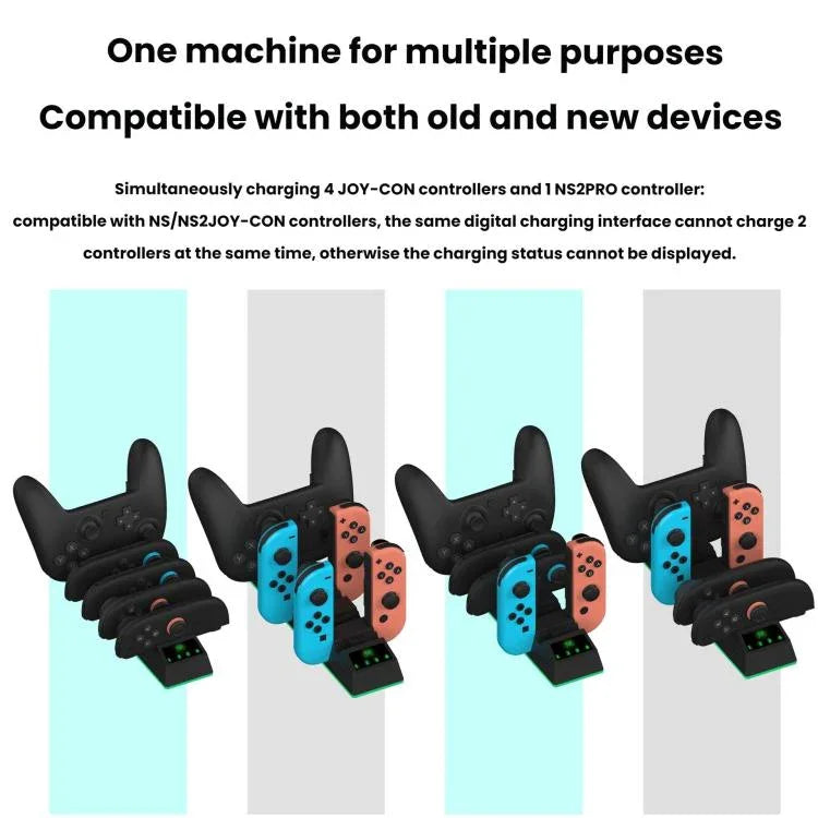 Für Nintendo Switch 2/Switch 2 Pro PGTECH 9-in-1 Universal Ladestation für linken und rechten Controller