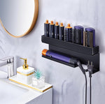 Für Dyson Wandmontierter Lockenstab- und Haartrockner-Aufbewahrungsständer, Schwarz Aluminium, Eisen