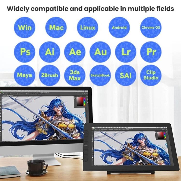 VEIKK VK2200PRO 21,5 Zoll digitaler Zeichenbildschirm, elektronischer Zeichenbildschirm, kompatibel mit Mobiltelefonen, EU-Stecker, US-Stecker, UK-Stecker