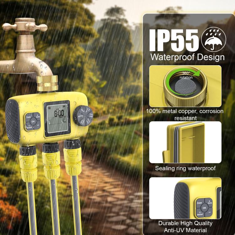 Outdoor Smart Automatic Watering Controller With Three-Way Irrigation Timer, UK Standard, US Standard