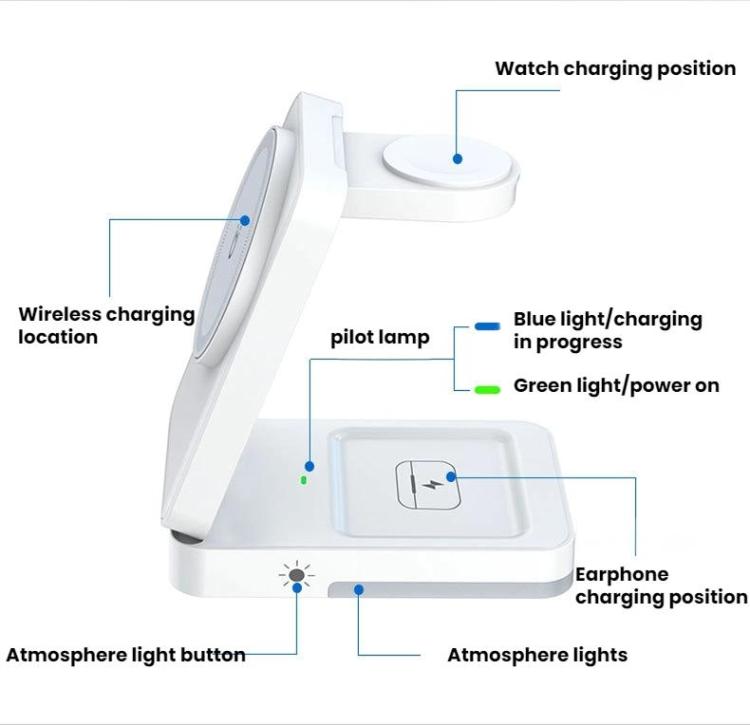 G12 Magnetisches 3-in-1 Vertikales Kabelloses Ladegerät für Apple iPhones / AirPods / Apple Watches