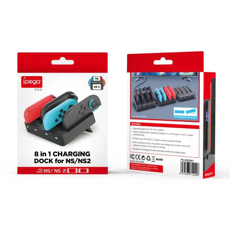 ipega 4-in-1-Ladestation für Nintendo Switch 2/Switch Joy-Con Controller-Ladestation, PG-SW2081