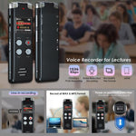 Tragbarer HD-Sprachrekorder mit Geräuschunterdrückung und Sprachaktivierung für Konferenzen, 64 GB, 128 GB