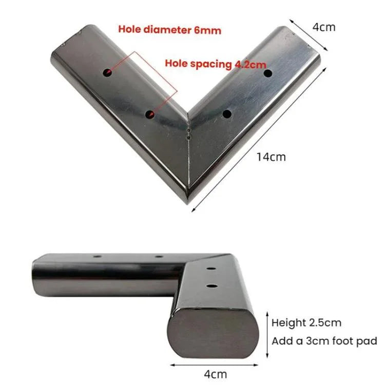 3 cm dicke Edelstahl-Sofastütze mit erhöhter Auflagefläche, Schwarz Linear, Schwarz Sieben-Form, Silber Linear, Silber Sieben-Form