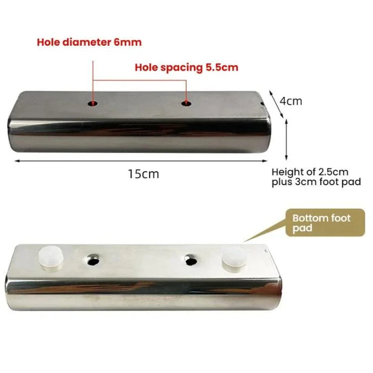 3 cm dicke Edelstahl-Sofastütze mit erhöhter Auflagefläche, Schwarz Linear, Schwarz Sieben-Form, Silber Linear, Silber Sieben-Form