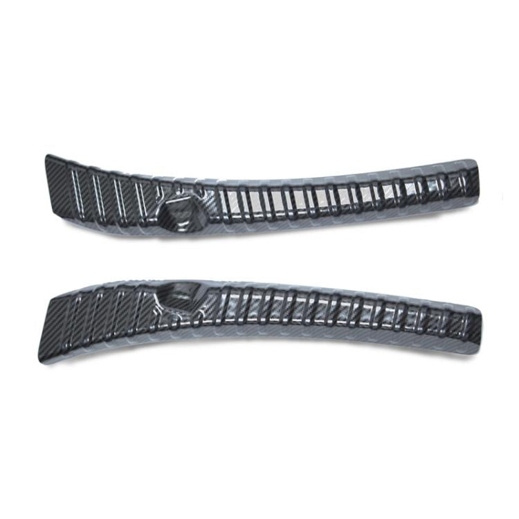 For Tesla 2024+ Model 3 Highland Stainless Steel Trunk Sill Guard, Carbon Fiber Texture, Black Brushed Finish, Silver