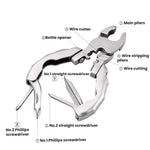 Edelstahl Multifunktions-Klemmzange Schraubendreher Tragbares EDC-Tool Flaschenöffner, 9 in 1