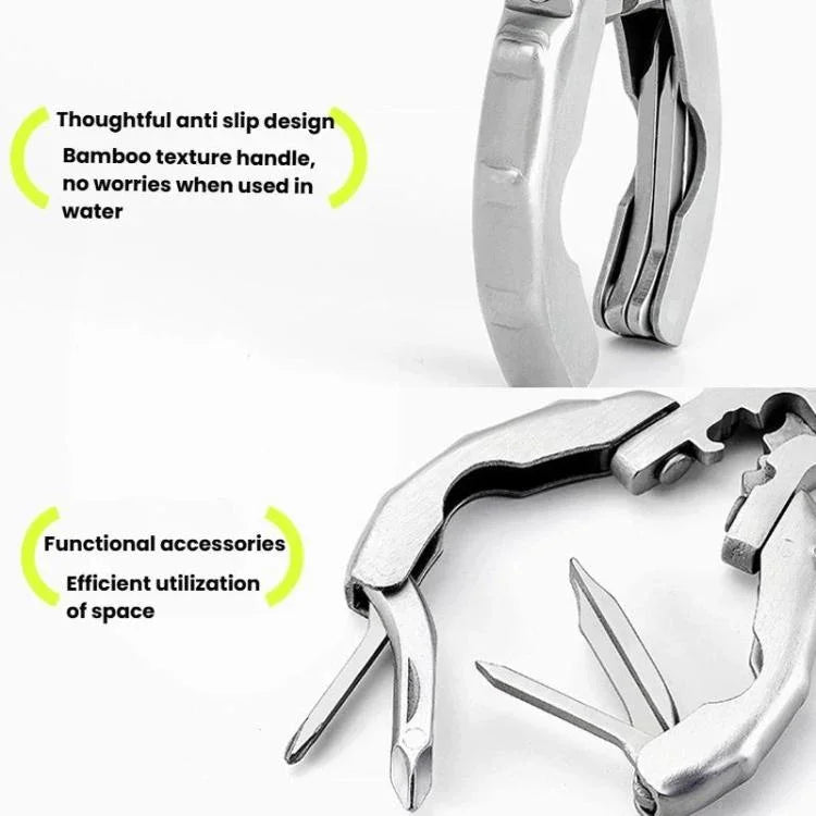 Edelstahl Multifunktions-Klemmzange Schraubendreher Tragbares EDC-Tool Flaschenöffner, 9 in 1