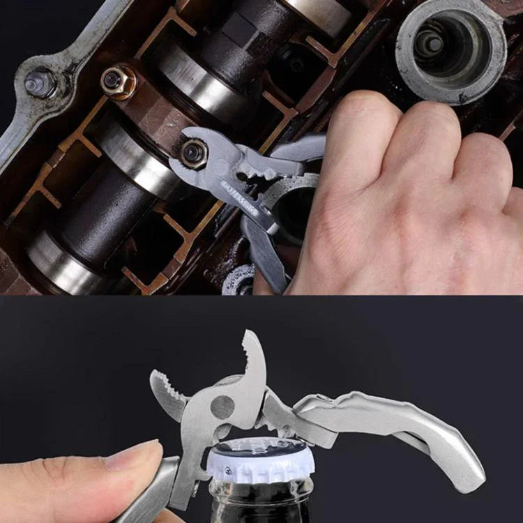 Edelstahl Multifunktions-Klemmzange Schraubendreher Tragbares EDC-Tool Flaschenöffner, 9 in 1