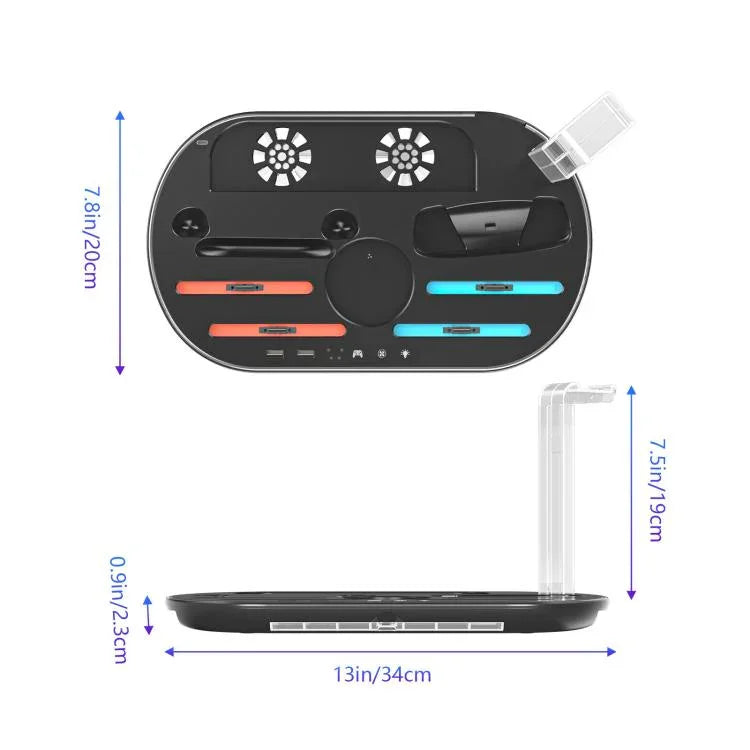 Für Nintendo Switch 2 JYS NS2322 Mit RGB-Licht-Ladestation Kühlung Lade- und Aufbewahrungs-Integrationsstation