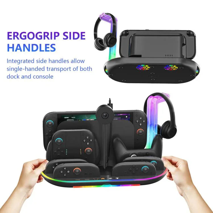 Für Nintendo Switch 2 JYS NS2322 Mit RGB-Licht-Ladestation Kühlung Lade- und Aufbewahrungs-Integrationsstation