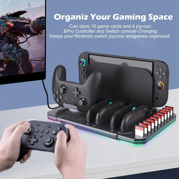 Für Nintendo Switch 2 Multifunktionale Kühl-Ladestation mit RGB-Beleuchtung & Kartensteckplätzen, SW2139