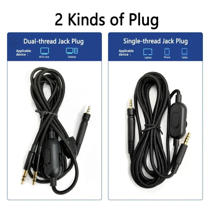 2m Tuning Edition Kopfhörerkabel für Sennheiser GAME ONE / GAME ZERO / PC 373D / GSP350 / GSP500 / GSP600, einfacher Stecker, doppelter Stecker