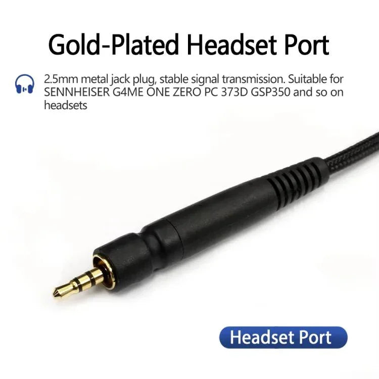 2m Tuning Edition Kopfhörerkabel für Sennheiser GAME ONE / GAME ZERO / PC 373D / GSP350 / GSP500 / GSP600, einfacher Stecker, doppelter Stecker