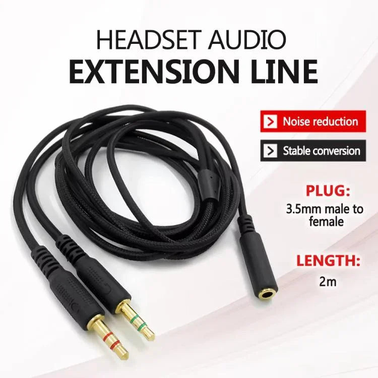 Für Razer Kraken V2 3.5mm Stecker auf Buchse 2-in-1 Verlängerungskabel Audio Adapter, ZS0190