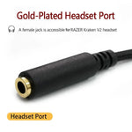 Für Razer Kraken V2 3.5mm Stecker auf Buchse 2-in-1 Verlängerungskabel Audio Adapter, ZS0190