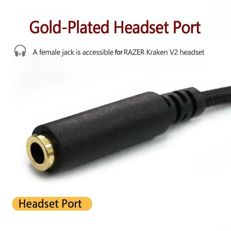 Für Razer Kraken V2 3.5mm Stecker auf Buchse 2-in-1 Verlängerungskabel Audio Adapter, ZS0190