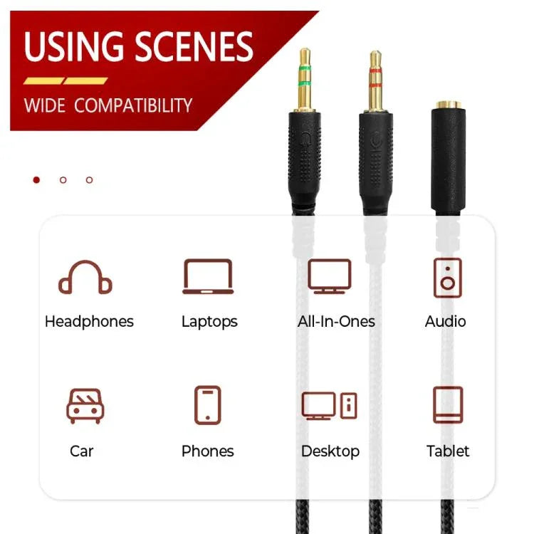 Für Razer Kraken V2 3.5mm Stecker auf Buchse 2-in-1 Verlängerungskabel Audio Adapter, ZS0190