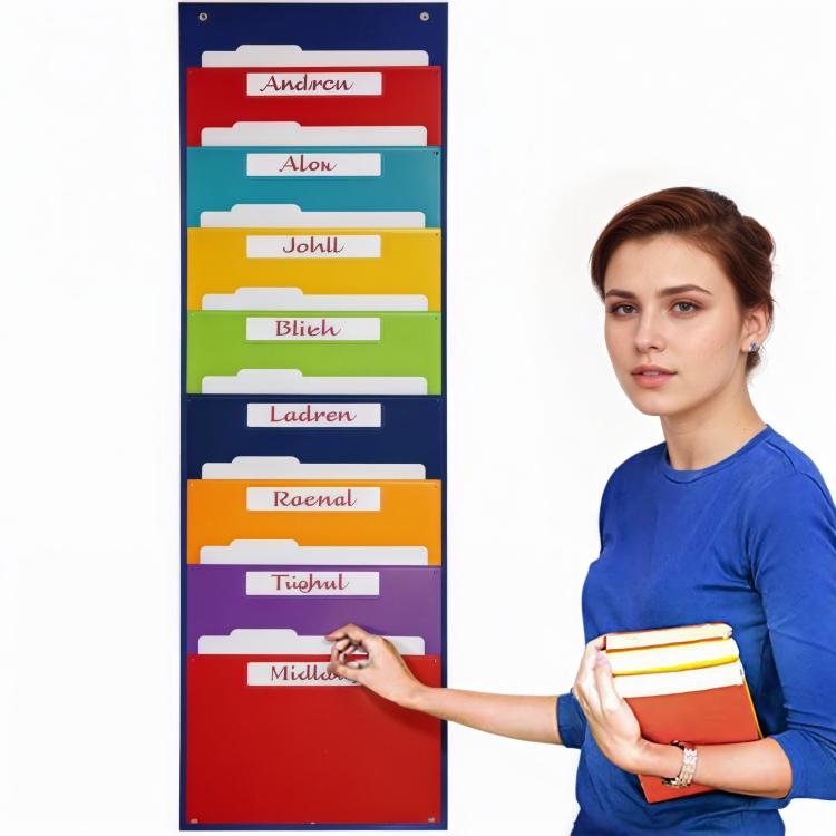 Regenbogen-Ablagetasche zur Wandmontage für Bücher und Zeitschriften, 8 Fächer