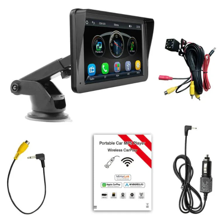 7 Zoll HD Touchscreen + HD 8-Licht Rückfahrbild Drahtloser Carplay Auto MP5 Player, X5300 mit 8-Licht Kamera