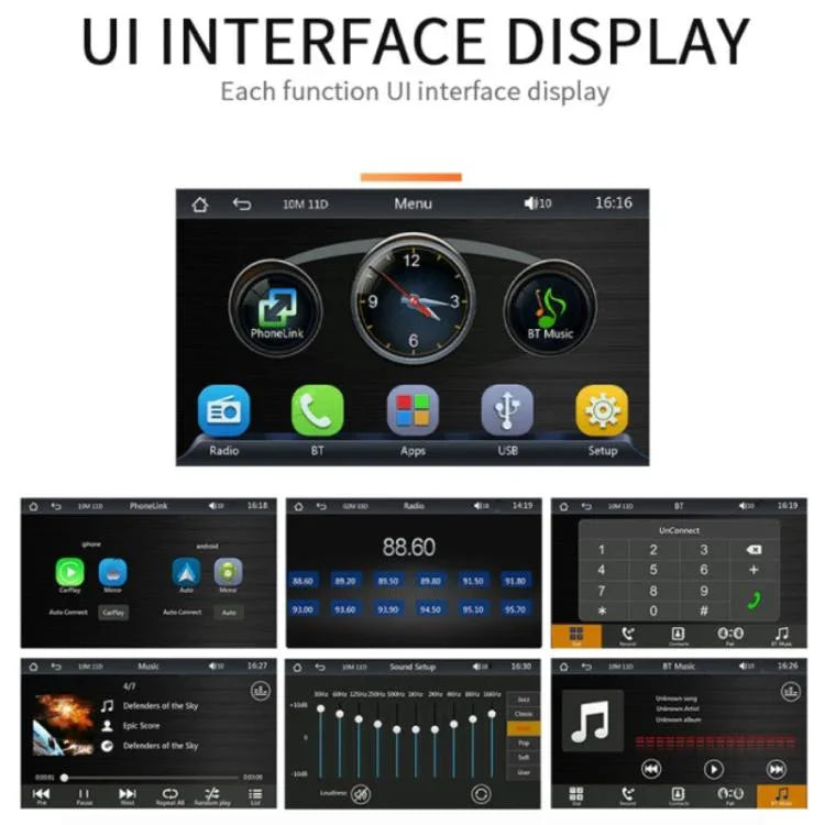 7 Zoll HD Touchscreen + HD 8-Licht Rückfahrbild Drahtloser Carplay Auto MP5 Player, X5300 mit 8-Licht Kamera