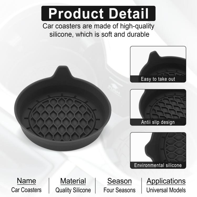 4pcs Anti-squeak Anti-slip Car Coaster With Handle