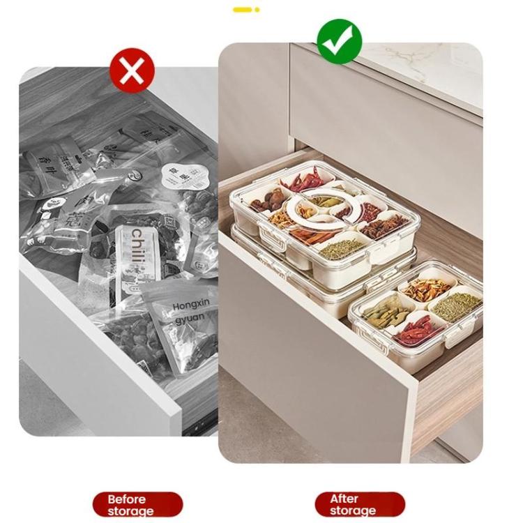 8-Fächer Gewürz-Organizer mit transparentem Deckel & Griff Für getrockneten Basilikum, Petersilie, Rosmarin & Lorbeerblätter, 8-Fächer