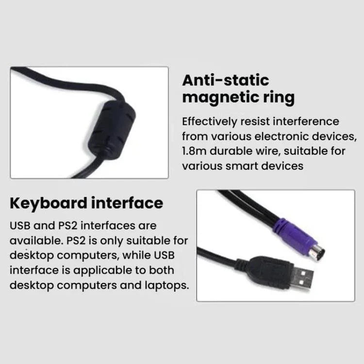 Little Kangaroo DS-8500 Laptop Kabelgebundene Tastatur mit Touchpad, PS2 mit Ohren, USB mit Ohren, PS2 ohne Ohren, USB ohne Ohren