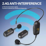 Drahtloser 2,4G Mikrofonverstärker Tragbares Mikrofon, 1 In 1 Ansteckclip, 1 In 1 Kopfbedeckung, 1 In 2 Ansteckclip, 1 In 2 Kopfbedeckung