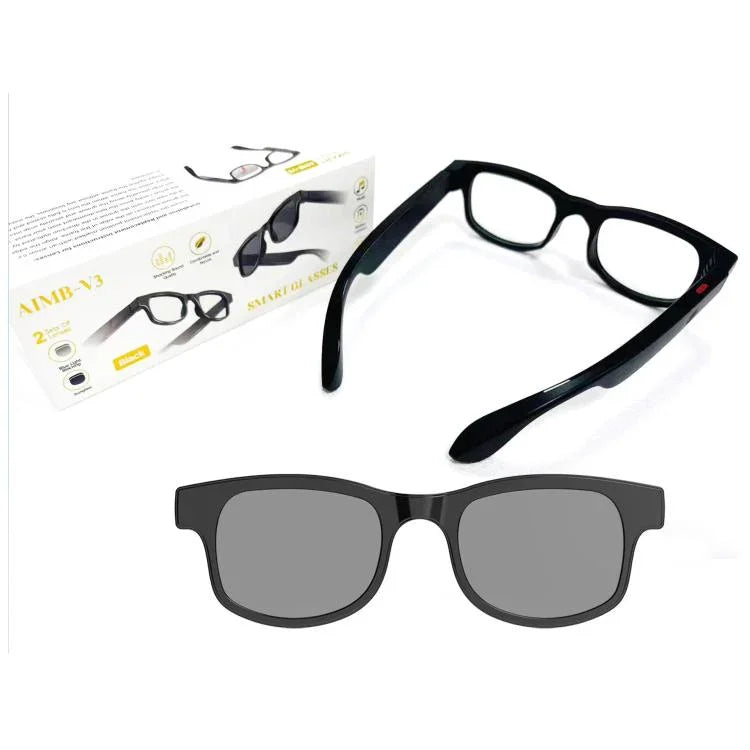 AIMB-V3 Smartbrille mit austauschbaren Sonnenbrillen- und Blaulichtfiltergläsern, AIMB-V3
