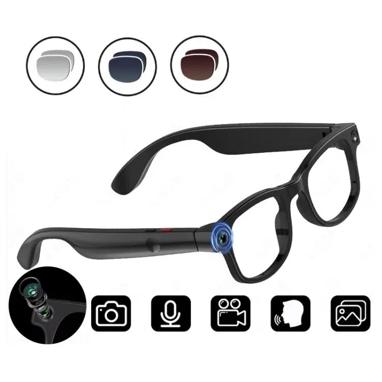 AIMB-G1 Smartbrille mit 5-MP-Kamera und KI-Echtzeitübersetzung, 1080p-Videostabilisierung, 3-Linsen-Set, AIMB-G1
