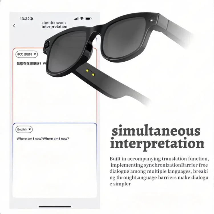 AIMB-G1 Smartbrille mit 5-MP-Kamera und KI-Echtzeitübersetzung, 1080p-Videostabilisierung, 3-Linsen-Set, AIMB-G1