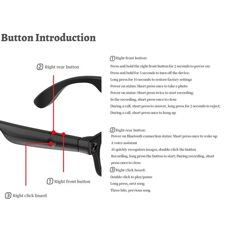 AIMB-G1 Smartbrille mit 5-MP-Kamera und KI-Echtzeitübersetzung, 1080p-Videostabilisierung, 3-Linsen-Set, AIMB-G1